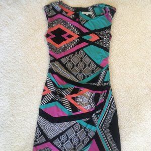 Cleo Petites Vibrant Patterned Body Con Dress